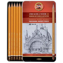 Load image into Gallery viewer, Koh-I-Noor 1500 Professional Graphite Pencils Set 8B - 2H Tin