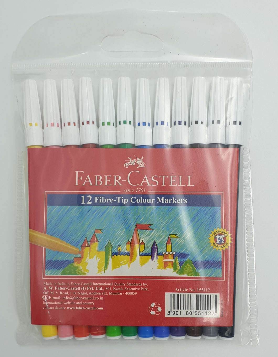 Faber Castell Fibre-Tip Pen Wallet of 12 Assorted