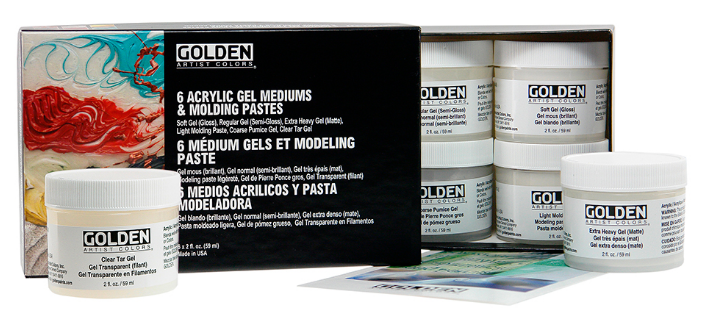 GOLDEN 6 Acrylic Gel Mediums and Molding Paste Set