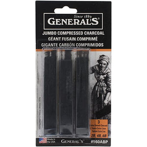 Generals Pencil Company Jumbo Compressed Charcoal 3 Pack