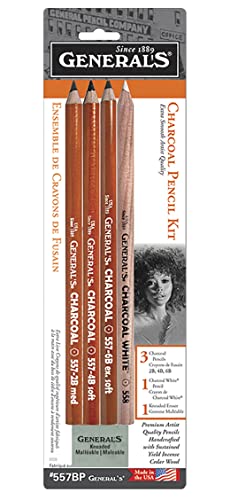 Generals Pencil Company Charcoal Pencil Set 4pce