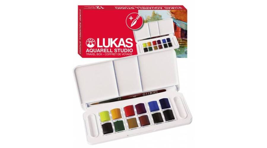 Lukas Aqua Travel Set 12 x 1/2 pans & Brush