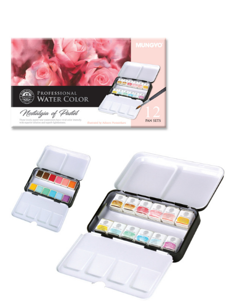 Mungyo Professional Solid Water Colors 12 Pan Colors Pastel Tone