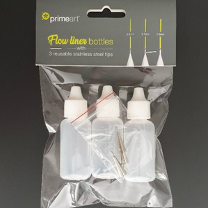 Prime Art Flow Liner Bottles with 3 Reusable Stainless Steel Tips